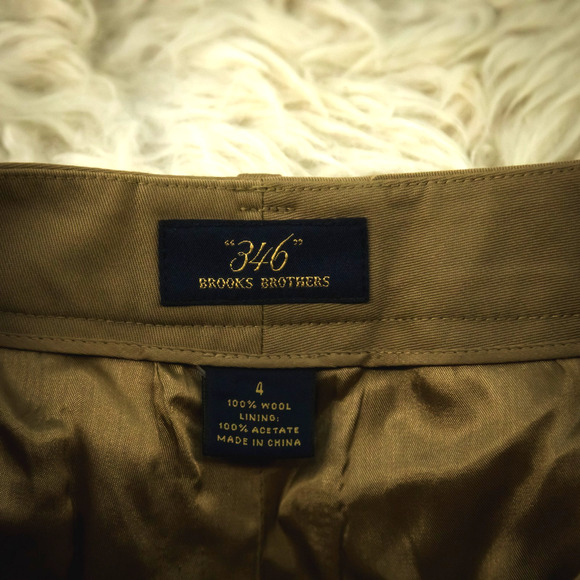 Brooks Brothers Size 8 Tan Beige Button Zip Full Length Lined Wool Dress Pants - Picture 5 of 7